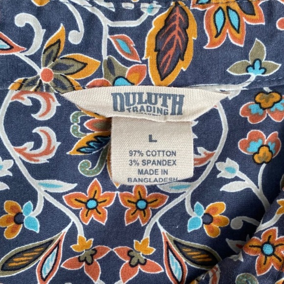 DULUTH TRADING COMPANY Floral Cotton Poplin Modern Tunic Top BlouseSize L‎ Artsy - Picture 9 of 10